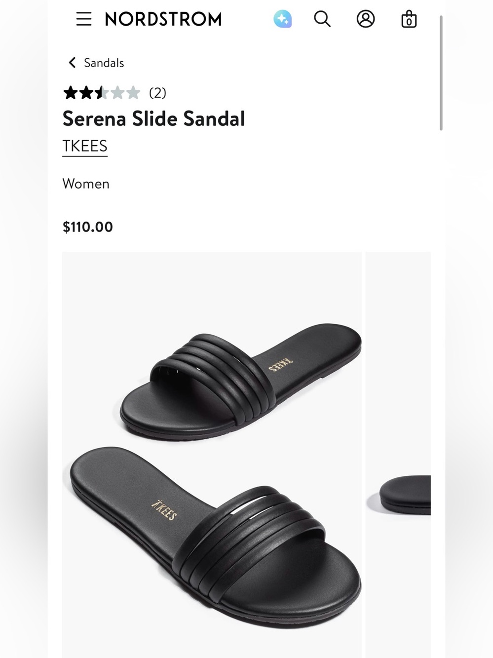 NWOT TKEES Women's Black Slide Sandals